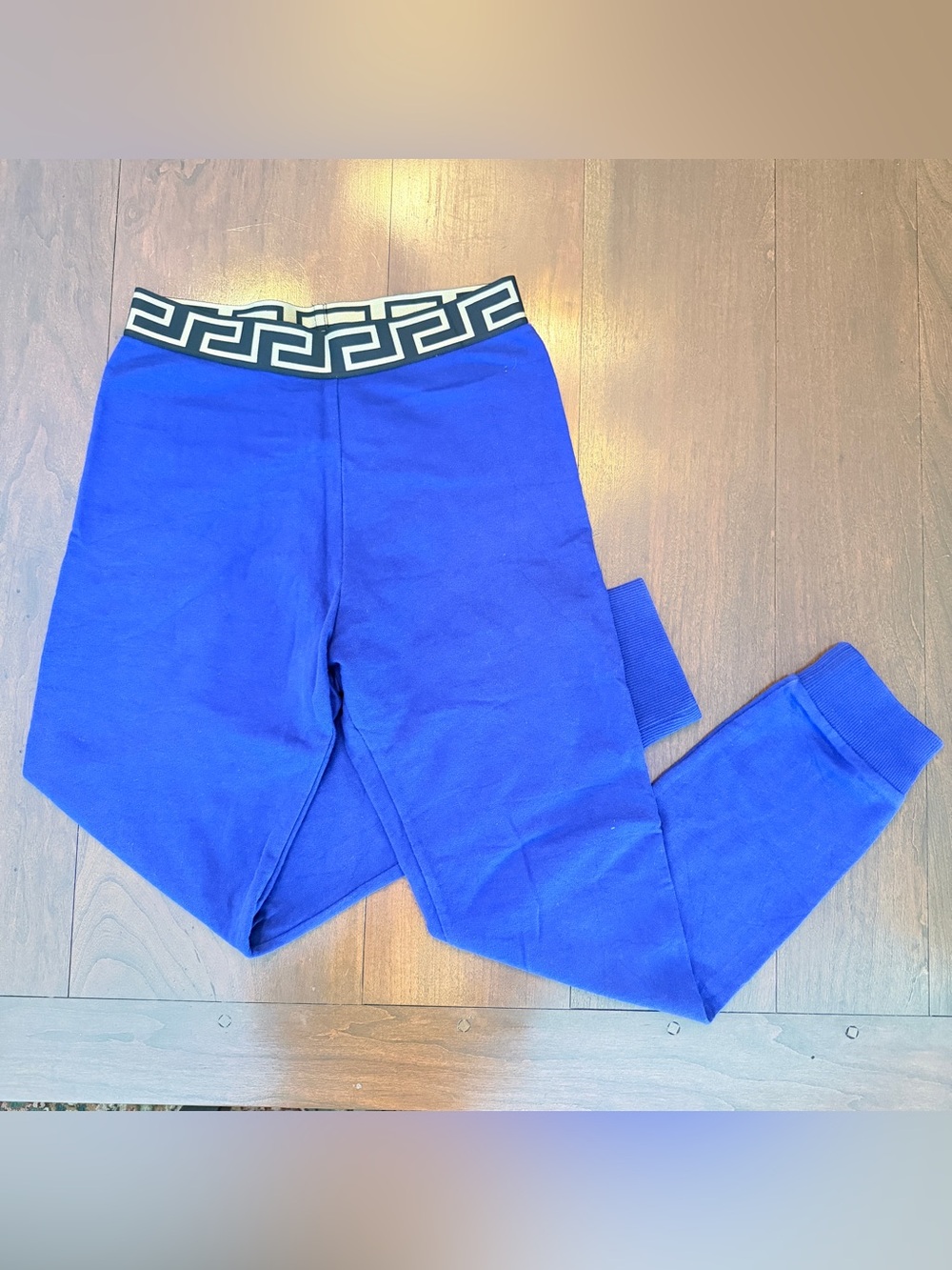 Versace Kids Boys 12A Blue Greca Logo Waistband Sweatpants Joggers Italy